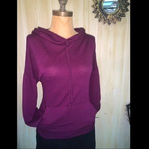 Burgundy Long Sleeve Hooded Shirt